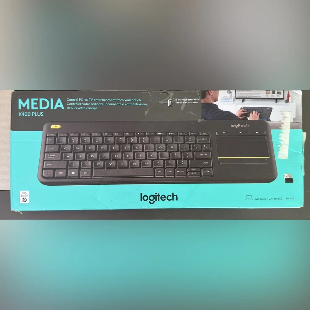 Logitech Media K400 Plus Black Wireless Keyboard with Touchpad